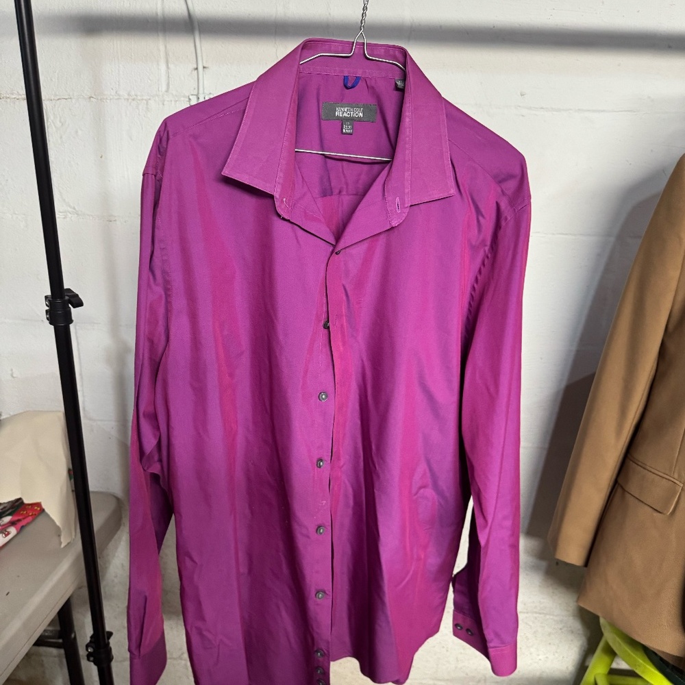 Kenneth Cole Reaction long sleeve dress shirt size 17 34/35 - Fuchsia